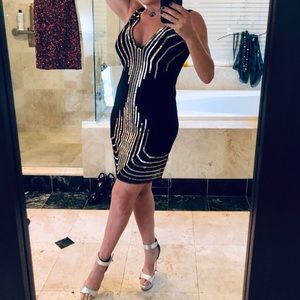 Basix Black Label Black Embellished Mini Dress NWT